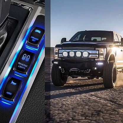 Nilight Reverse Lights Rocker Switches Led Light Bar Switch 5 Pin Laser On Off SPST switches 20A/12V 10A/24V Blue with Jumper Wires Set for Cars Trucks Boats ATVs UTVs RVs - size: REVERSE LIGHTS