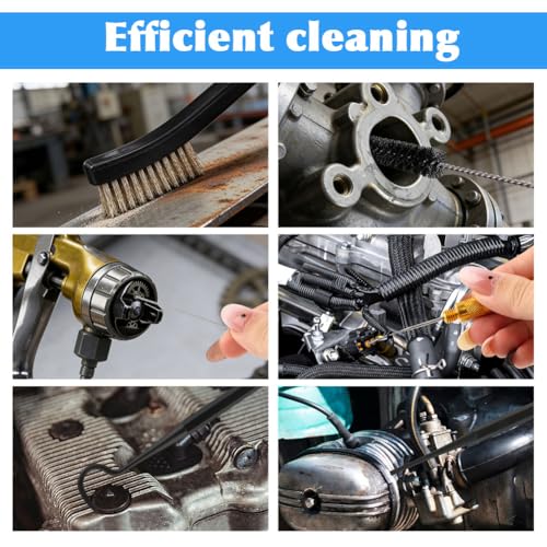 Carburetor Cleaning Kit, 37Pcs Torch Tip Cleaner Set with 3 Double Head Brush 23 Needles 5 Nylon Brushes 1 Scraper 4 Cleaning Hooks and Case for Motorcycle/ATV/Lawn Mower/Torch Chainsaw Small Engines