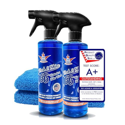 Shinykings Motorcycle Cleaner Wash&Shine 66 | WATERLESS Motorcycle Wash with Ultra Shine Effect | Powerful Detailing Spray for All Surfaces | Motorcycle Cleaning Kit California | 32 fl.oz - size: 1 Count (Pack of 1)
