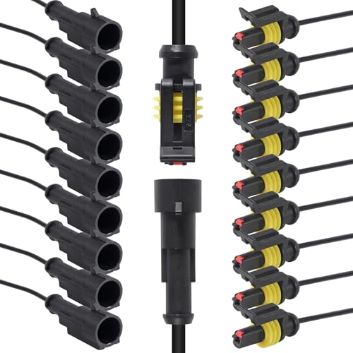 10PCS 1Pin Wire Connector 16 AWG Waterproof Automotive Electrical Connectors Deutsch Connector Male and Female Wire Connectors for Car Truck Boat (1P) - color: 1P