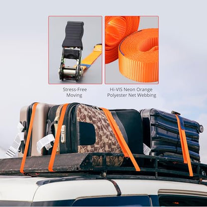 Ratchet Straps 2 Pack – 1 Inch x 13 Feet, 2000 lb Heavy Duty Tie Down Straps with S Hooks, Cargo Straps for Truck Trailer Motorcycle Straps, Luggage Straps