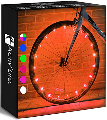Activ Life LED Bike Wheel Lights with Batteries Included! Get 100% Brighter and Visible from All Angles for Ultimate Safety & Style (1 Tire Pack) - color: Orange