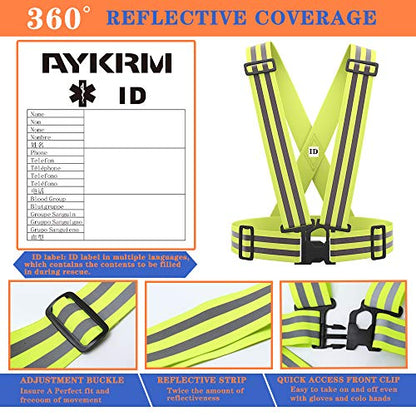 AYKRM 9 color High Visibility Reflective Vest Running Gear High Vis Adjustable Safety Vest - color: Yellow2