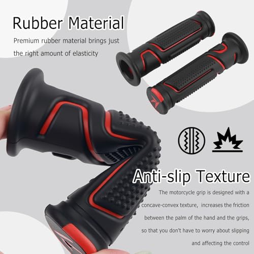 Cool Anti-Slip Dirt Bike Grips,ID 24mm 1" & 22mm 7/8" Motorcycle Grips Kit with Two-Colour Design,Universal Handlebar Grip Dirt Bike Accessories for Most Motocross ATV (Red) - color: Red