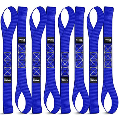 Haccoplanet 8PK Soft Loop Motorcycle Tie-Down Straps, 1.6 x 17inch 12000LB Break Strength, Heavy Duty Tie Down Loops for Securing ATV, UTV, Dirt Bike, Lawn & Garden Equipment (Blue) - color: Blue