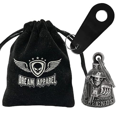 Dream Apparel Motorcycle Bell Guardian Angel Drive Away Gremlin, Biker Bell for Men Women Rider Riding, Good Luck Gift - color: 2nd Amendment Defender-02