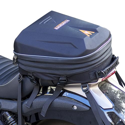 CamGo Motorcycle Tail Bag Waterproof Motorcycling Rear Rack Saddle Bag Expandable Motorcycle Travel Luggage Helmet Cover