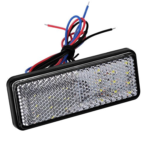 CDQL Motorcycle LED Rear Reflector Tail Brake Light Stop Lamp,Universal Motorcycle Scooter Moped Rectangle LED Reflector Tail Brake Light,Turn Signal Light, For Scooters ATVs(White Shell White Light)