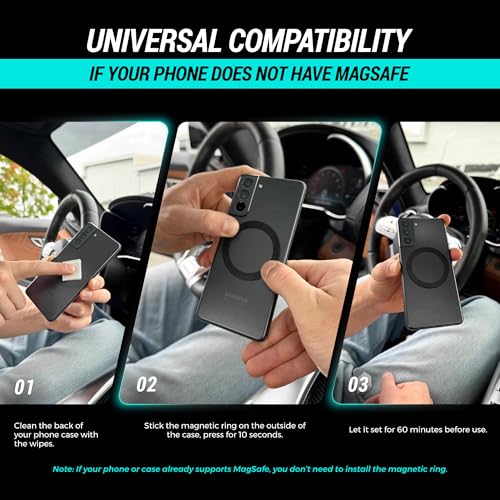 CARMOUNT Clutch-X™ Black – Vacuum Phone Mount Suction Cup Car Phone Holder for iPhone, Window Phone Mount for Travel, 360° Vacuum Magnetic Phone Holder for Car, Magnetic Phone Holder with Suction Cup - color: Black