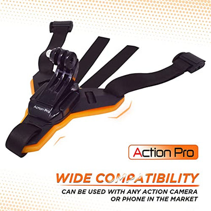Action Pro™ Motorcycle Helmet Chin Strap Mount Compatible with GoPro Hero 12, 11, 10, 9, 8, 7, (2018), 6, Hero Black, Insta 360, Session, Xiaomi Yi, SJCAM (Orange) - color: Orange 2.0