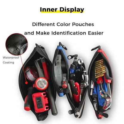 IRONLAND 4 Pack 12.5" Small Zipper Tool Pouches - Waterproof 1680D Multipurpose Tool Storage Organizer - size: 4 Pack 12 inch x 5.5 inch