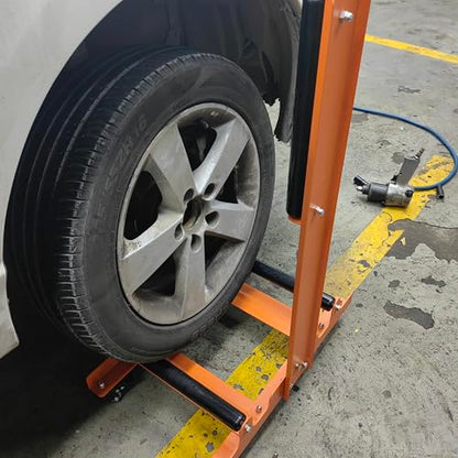 Rolling Wheel Detailing Stand – Heavy-Duty Tire Cleaning and Polishing Roller with 3-Way Rotating Rollers for Ceramic Coating, Tire Shine, Car Wheel Wash – Garage Accessory for Auto Detailers - color: Yellow