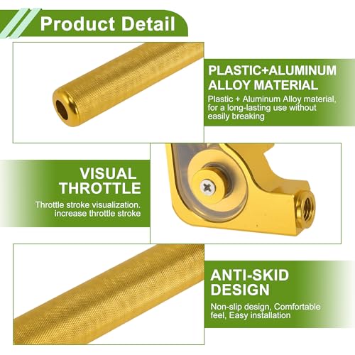 22mm Throttle Grip with 120Cm White Throttle Cable 1 Pair of Convex Yellow Handle Sleeves Plastic Aluminum Alloy Motorcycle Throttle Grip Gold Tone - color: Gold Tone
