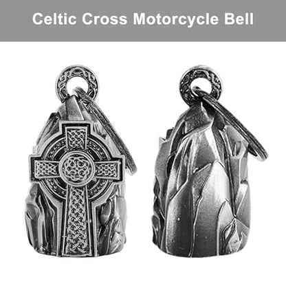 Dream Apparel Motorcycle Bell Guardian Angel Drive Away Gremlin, Biker Bell for Men Women Rider Riding, Good Luck Gift - style: Celtic Cross