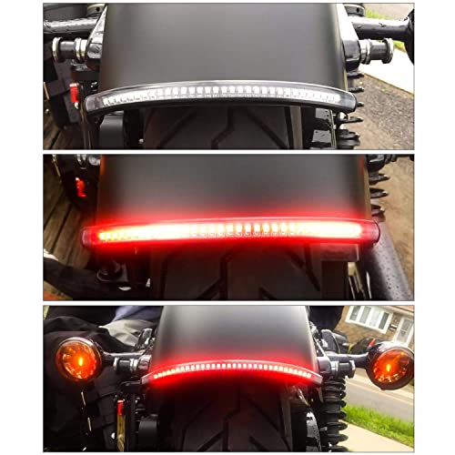 Nilight 32 LED 8’’ Flexible License Plate Light Strip Tail Brake Stop Turn Signal Universal Fit for Harley Motorcycle Bike ATV Car SUV - color: Amber Red