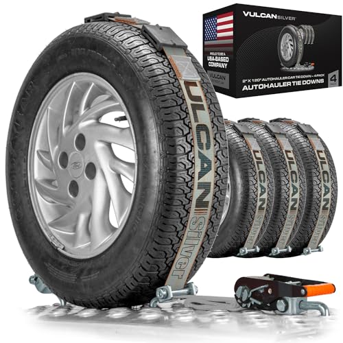 VULCAN Autohauler Car Tie Down - Rolling Idler 3-Cleat - 120 Inch - 4 Pack - Silver Series - 3,300 Pound Safe Working Load - size: Silver Series