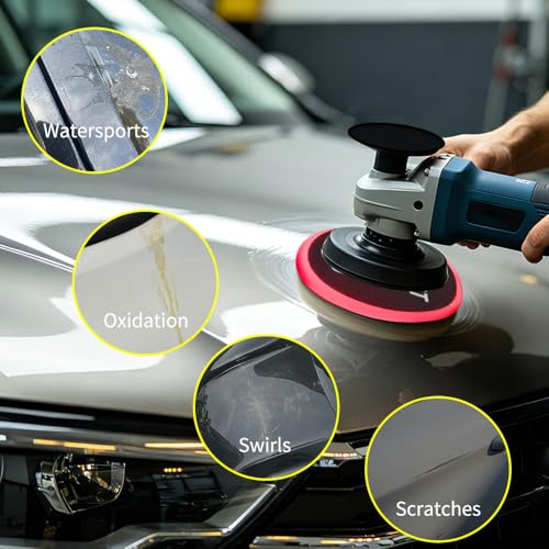 5 Pcs 5-Inch Buffing Pads, Triangular Foam Polishing Pad Kit for Cars | 5.9"/150mm Face, Fits 125mm Backing Plate，Suitable for car polishing and waxing
