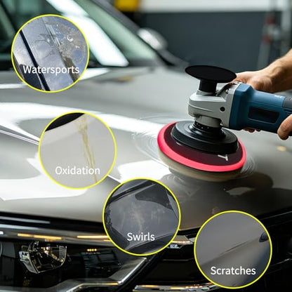 5 Pcs 5-Inch Buffing Pads, Triangular Foam Polishing Pad Kit for Cars | 5.9"/150mm Face, Fits 125mm Backing Plate，Suitable for car polishing and waxing