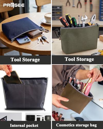 Tool Pouch Zipper Small Tool Bag Pouches Organizer Bag with Metal Carabiner, Nylon 1680D Heavy Duty for Wrenches, Screwdrivers, Pliers, Stationery & Office Supplies Pack of 1,Green, 11 Inch - color: 1 Pack, 11" Green