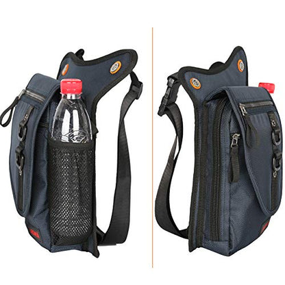 Larswon Thigh Pack - Tactical Waist Bag for Motorcycle, Waterproof Blue - color: Blue