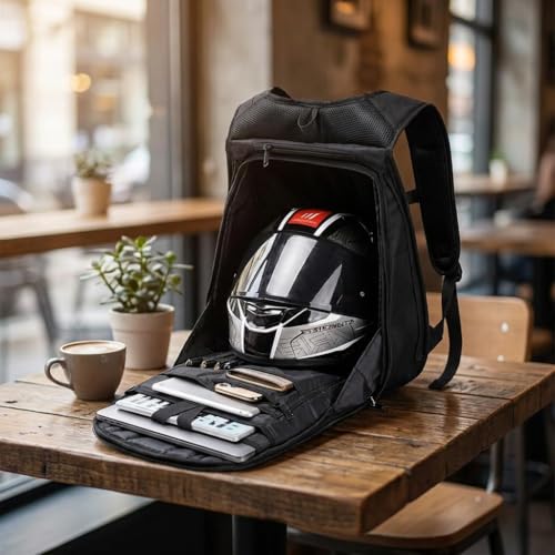 Motorcycle Backpacks for Men Helmet Bags Waterproof Hard Shell 30-48L Expandable Storage Travel Bag Luggage Black Red - color: Red