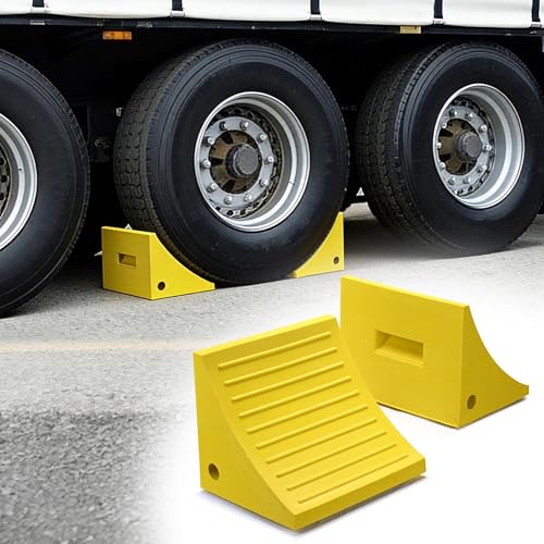 Yescom Industrial PU Wheel Chocks for Wheel Under 50", for Semi-Truck & Commercial Trailers - 198,400 lbs (90 Ton) Weight Capacity, Extra Large Chocks for Tractors, Excavators & Large Cargo Trucks - size: for Wheel under 50", 2Pack