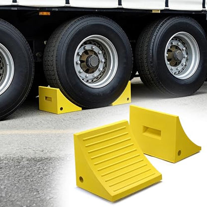 Yescom Industrial PU Wheel Chocks for Wheel Under 50", for Semi-Truck & Commercial Trailers - 198,400 lbs (90 Ton) Weight Capacity, Extra Large Chocks for Tractors, Excavators & Large Cargo Trucks - size: for Wheel under 50", 2Pack