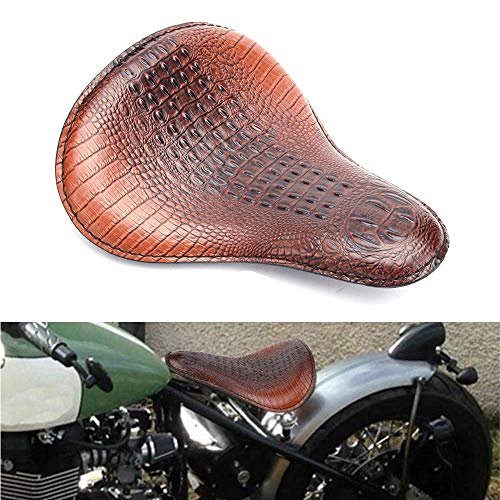 13" Brown Crocodile Motorcycle Leather Driver Seat Cushion for Harley Davidson Sportster Chopper Bobber (Brown-Crocodile) - color: Brown-Crocodile