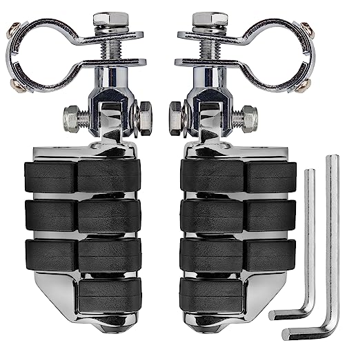 VGMOTO Motorcycle 1.25" Highway Footpegs Adjustable Foot Pegs Footrests with Clamps Mounts kit Compatible with Harley Touring Sportster Softail Road Glide Street Glide with 1 1/4 inch Engine Guard - color: Chrome-Style C