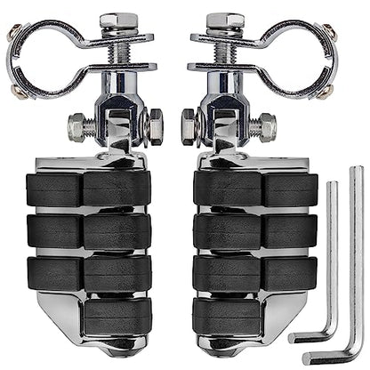 VGMOTO Motorcycle 1.25" Highway Footpegs Adjustable Foot Pegs Footrests with Clamps Mounts kit Compatible with Harley Touring Sportster Softail Road Glide Street Glide with 1 1/4 inch Engine Guard - color: Chrome-Style C