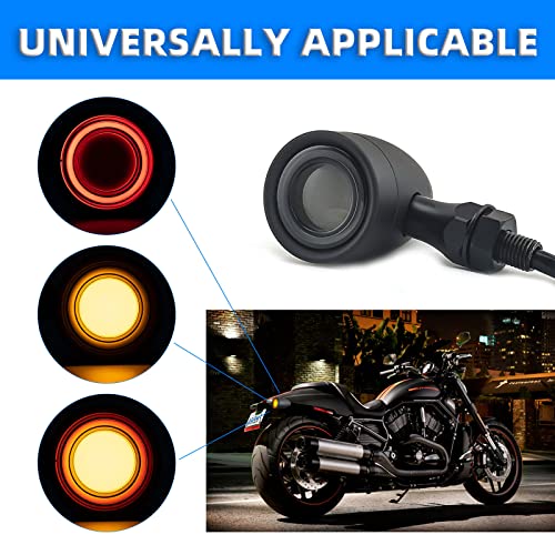 Motorcycle Turn Signals Led Tail Lights 2 Pack, Retro 40 Leds Amber Red Brake Light Rear Indicator Blinkers Universal Fits Harley Davidson Honda Kawasaki Suzuki Triumph Yamaha (Matte Black) - color: 2052-2PCS-REAR-BK