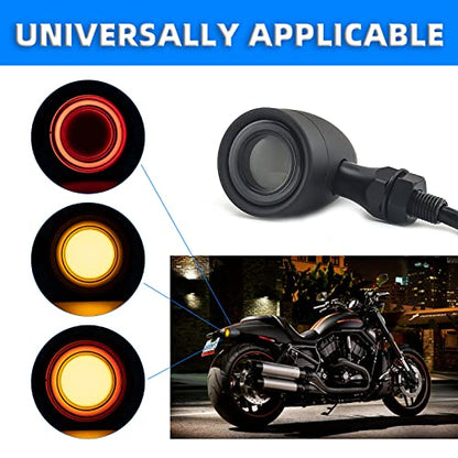Motorcycle Turn Signals Led Tail Lights 2 Pack, Retro 40 Leds Amber Red Brake Light Rear Indicator Blinkers Universal Fits Harley Davidson Honda Kawasaki Suzuki Triumph Yamaha (Matte Black) - color: 2052-2PCS-REAR-BK