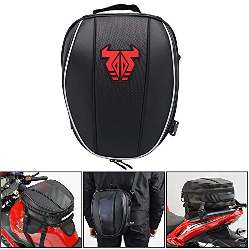 JFG RACING Motorcycle Bag,12L Dual Universal Motorcycle Tail Bag Seat Bag Backpack Saddlebag Luggage-Red