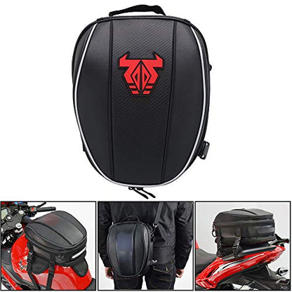 JFG RACING Motorcycle Bag,12L Dual Universal Motorcycle Tail Bag Seat Bag Backpack Saddlebag Luggage-Red
