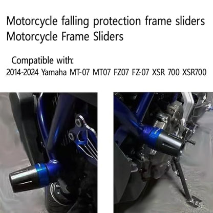 Frame Sliders, Motorcycle falling protection frame sliders Compatible with Yamaha 2018-2025 MT07 MT-07 2014-2017 FZ07 FZ-07 2014-2024 XSR 700 XSR700