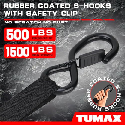 2-Pack Retractable Ratchet Tie Down Straps, 1" x 10ft with Soft Loops & S-Hooks, 1500lbs Break Strength Self-Retracting Cargo Straps for Truck, Trailer, Motorcycle, ATV, Kayak (Black) - size: 2PK- 1500lbs-Black