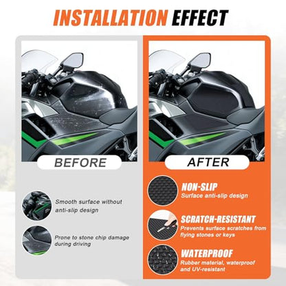 Fuel Tank Pads for Ninja 500 Z500 Ninja 400 with Strong Adhesive - Motorcycle Anti-Slip Fuel Tank Pad Tank Protectors for Ninja 500 Ninja 500 SE Z500 Ninja 400 Z400 2018-2025