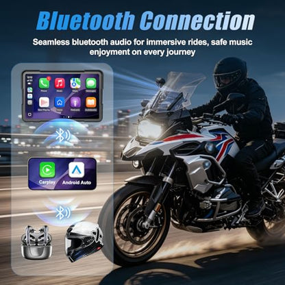 LBW 7" Motorcycle CarPlay Fit for BMW, Native Wonder Wheel Control, Data Reading, Wireless Bluetooth, GPS Navigation System, 1200 Nits IP69K Waterproof Touch Screen, Plug&Play, Android Auto/Siri/TPMS - size: BM 7"+Native control+Lossless Installation