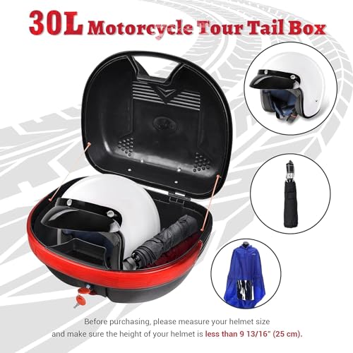 Motorcycle Trunk 30L Motorcycle Top Case Tour Tail Box Lockable Storage Carrier Case for Helmet Luggage Black (30L Black) - size: 30L
