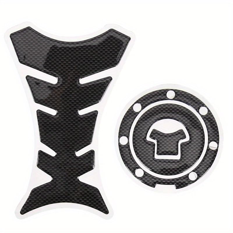 1 Set 3D Gas Cap Cover Sticker Universal Motorcycle Fuel Tank Pad Protector Black Textured Trim for Gas Cap and Tank Scratch Resistant, Black - color: Black