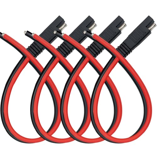 4 PCS 10AWG SAE Connector Extension Cable 1FT,Heavy Duty 12V SAE Connectors Quick Disconnect Power Cable,10AWG Pigtail Wire,1FT SAE Extension Cord Compatible with Solar Panel,Motorcycle,Car,RV,Tractor