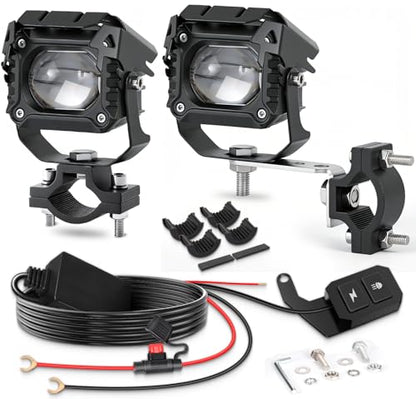 Motorcycle Auxiliary LED Lights - 8 Modes White/Amber Fog Lights Strobe Overtaking Driving Light for Night Riding,with Mount Brackets Wire Harness Kit,for R1200gs ADV,Adventure,Touring,Sport,ATV,UTV
