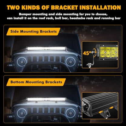 Auxbeam 32 Inch LED Light Bar, P8/270W Chips Dual Row Off Road Lights Flood Spot Combo Driving Work Light, 33000LM Waterproof Offroad Lights with Wiring Harness for SUV ATV UTV Trucks Jeep Pickup - size: 32" 270W