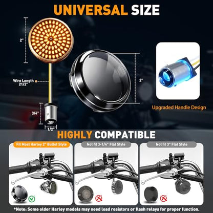 Wisamic 1157 LED Turn Signals Front Rear 81 LED Lights Super Bright 1157 Bulbs Lens Kit - Compatible for Harley Davidson Touring Dyna Softail Sportster Street Glide Road Glide Iron 883 1200 1986-2024