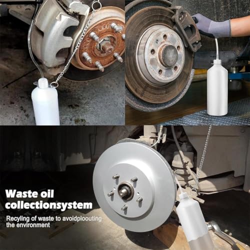 Car Brake Bleeder Bottle Kit, 1L Brake Fluid Bleeder Bottle with 23" Hose & Steel Chain Connector, Hanging One Man Automotive Fluid Bleeding Kit, Universal for Motorcycle Trailer Sedan