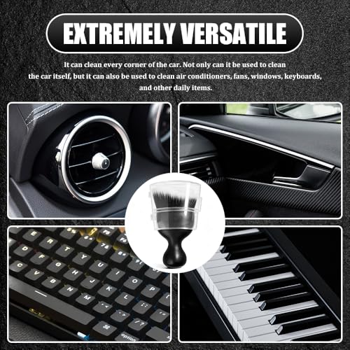 Car Detailing Brushes, Car Cleaning Brush, Auto Interior Soft Bristles Curved Cleaning Brush, Auto Detailing Dusting Tool Universal for Dashboard Air Conditioner Vent Computer (Black White) - color: Black White