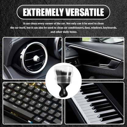Car Detailing Brushes, Car Cleaning Brush, Auto Interior Soft Bristles Curved Cleaning Brush, Auto Detailing Dusting Tool Universal for Dashboard Air Conditioner Vent Computer (Black White) - color: Black White