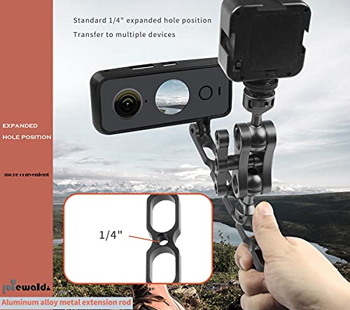 Aluminum Extension Arm Mount Helmet Stick Extension Arm Mount Compatible with GoPro Hero 9/8/7/6/5 /AKASO/Xiao Yi/DJI Osmo/Equipped with a Standard 1/4 Hole to Transfer More Photography Equipment