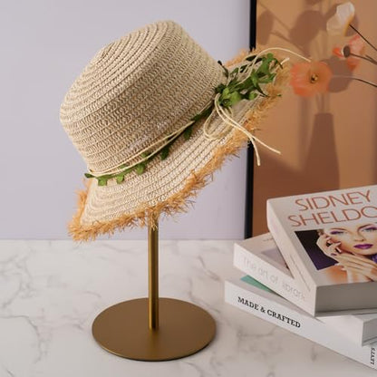 Hat Display Stand 2PCS Stainless Steel Brushed Nickel Titanium Hat Stand Metal Golden Adjustable Height Cap Rack Showcase Fingerprint Resistant for Home Boutique Retail Store | Brushed Nickel Metal Golden Adjustable Height Cap Rack Showcase Fingerprint Re