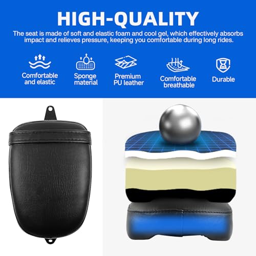 DREAMIZER Cool Gel Motorcycle Rear Passenger Seat Compatible with Honda Rebel 1100 CMX1100 CM1100 2021 2022 2023 2024 2025, Motorcycle Solo Seat Pillion Cushion Pad, Black - style: Rear-Black